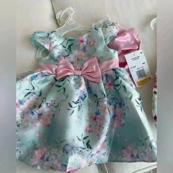 2 Dress’s size 12 months,new tags #1one pink/ Mint rare edition#2 Bonnie baby - Picture 2 of 10